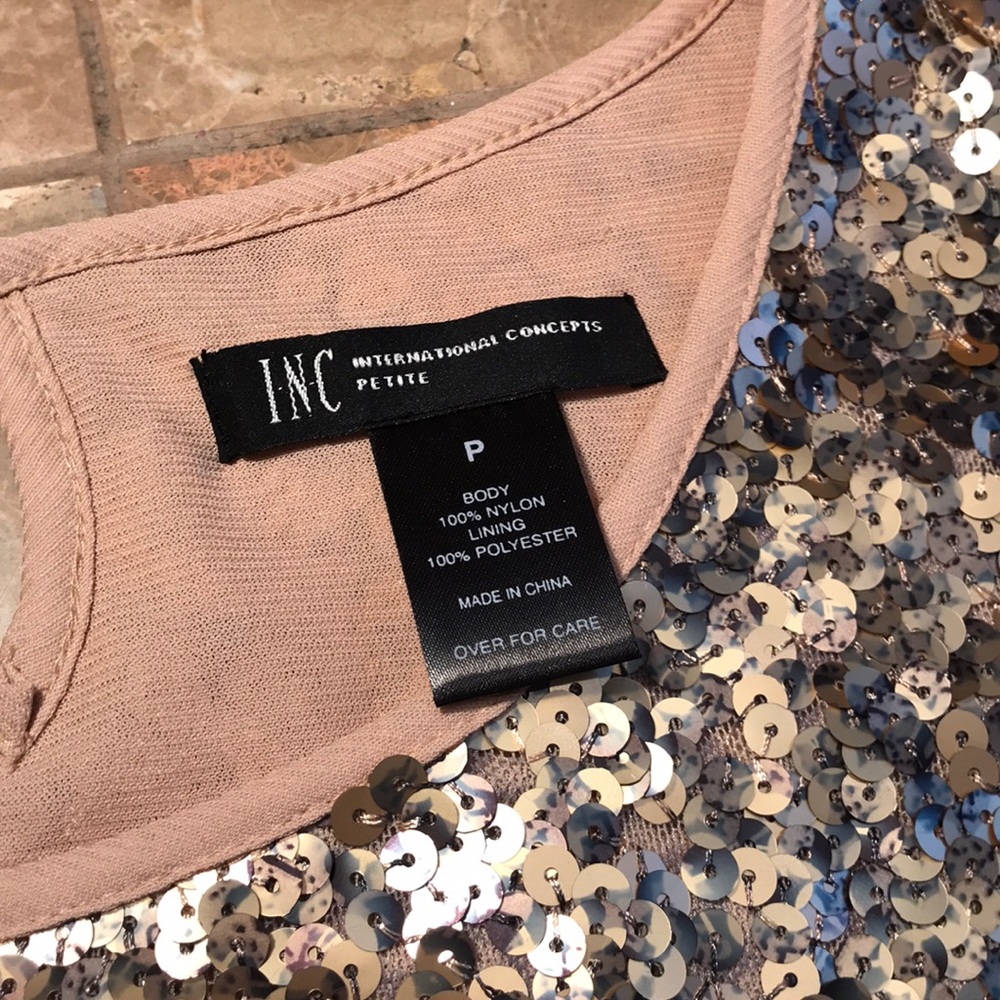 INC Muted Gold Sequence Shirt - Picture 6 of 6